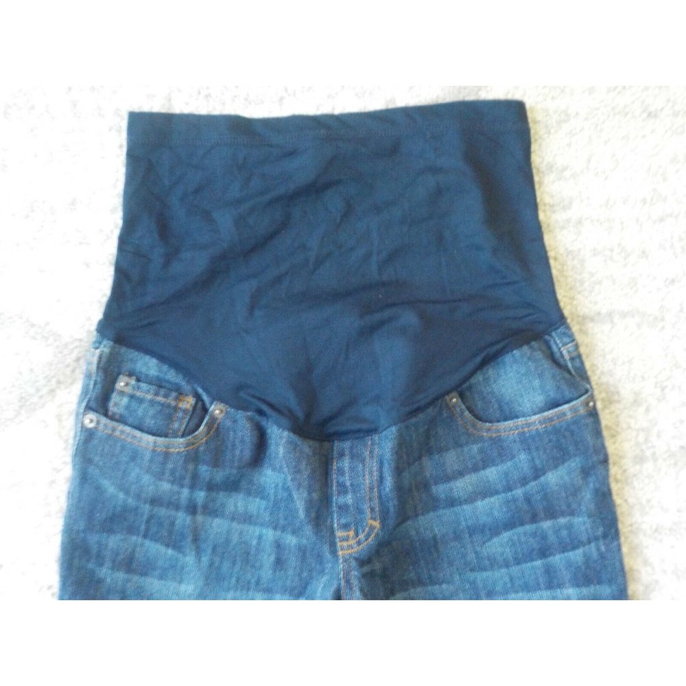 Maternity by Attitude Unknown Dark Blue Denim Capris Full Panel Womens - Picture 3 of 4